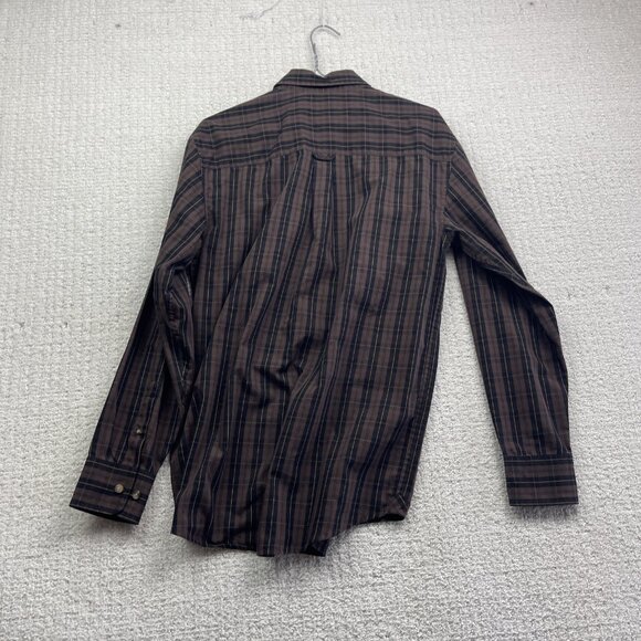 Arnold Palmer Easy Care Mens Sz S Button Up Dress Shirt Brown Plaid Long Sleeve - Picture 8 of 11